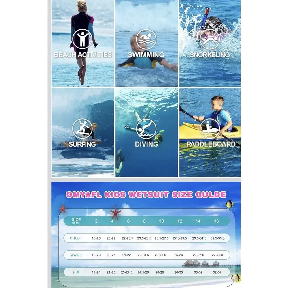 OMYAFL Neoprene Wetsuit in Cold Water Swimming & Surfing Pink Girls 8 New